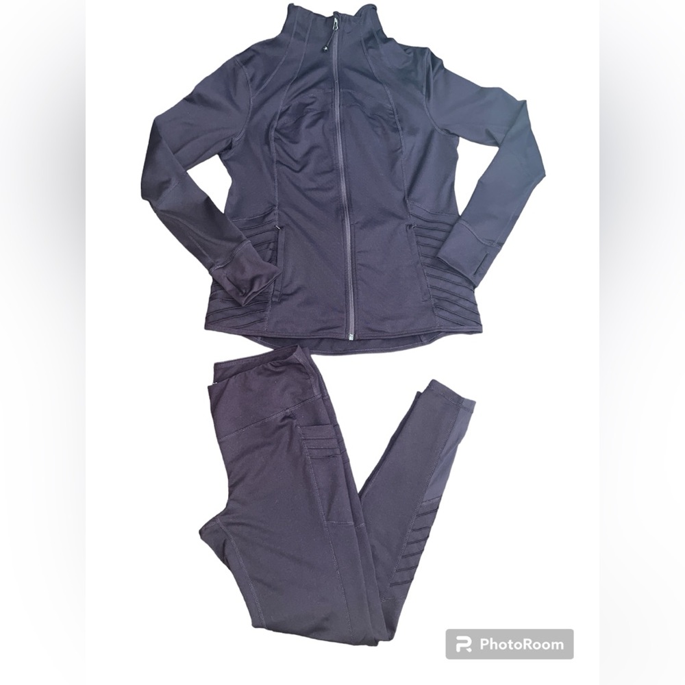 VGUC Tangerine Women’s Jacket & Leggings w/ Mesh Set - Plum (Purple) - Medium